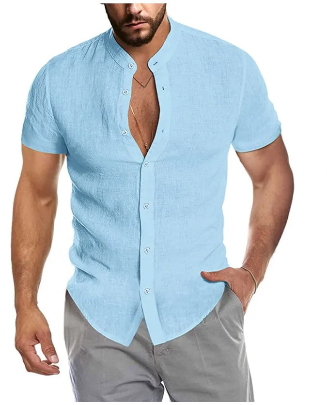 Linen Shirt Men Brief Breathable Comfy Solid Color Long Sleeve Loose Harajuku Casual Blouse Hawaiian Shirt Camisa Masculina 2022
