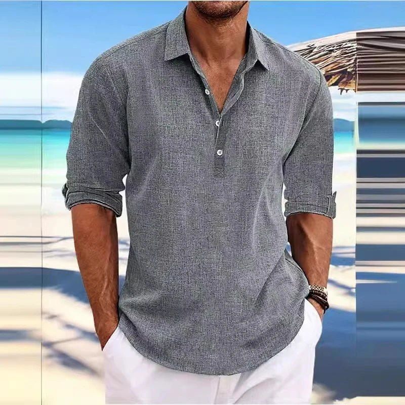 Linen Shirt Mens Linen Shirt Long Sleeve Linen Shirt Mens Casual Shirt Linen Shirts Man Grandad Shirt Man Cotton Shirt Men