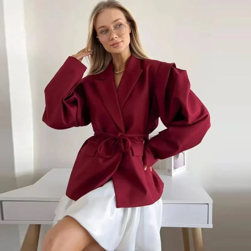 Women's Suits 2025 New Multicolor Waist Loose Wide-shoulder Jacket Stylish Design Women's Casual Suit