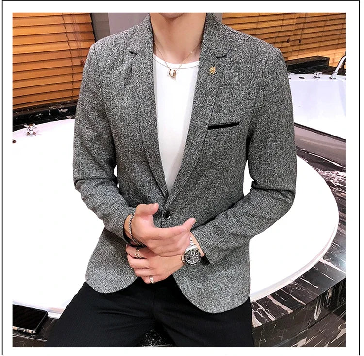 Blazer Boutique Men's Solid Color British Style Fashion Casual Business Job Interview Gentleman Party Best Man Dress Suit Blazer