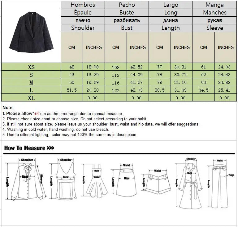 BSAY Blazers for Women Fashion Autumn Winter Loose Fine Stripes Long Sleeve Double-breasted Suits Jacket Chic Female Suit Coat