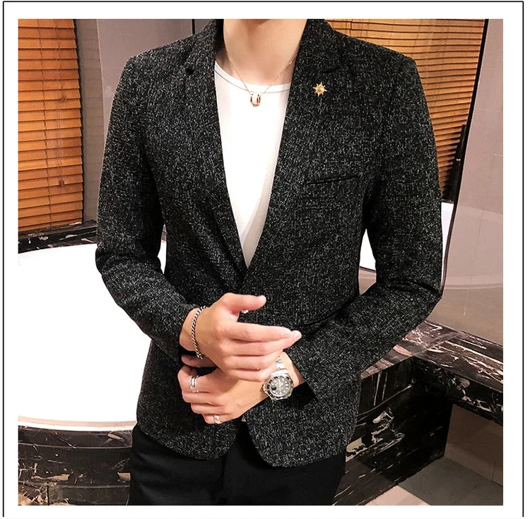Blazer Boutique Men's Solid Color British Style Fashion Casual Business Job Interview Gentleman Party Best Man Dress Suit Blazer
