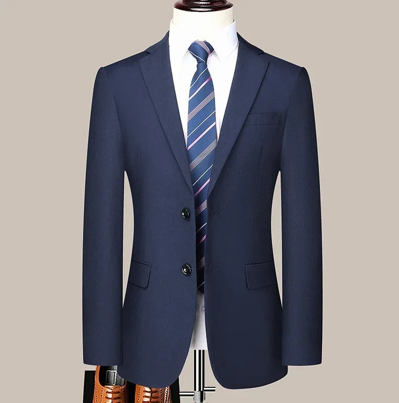 Suit (Blazer+Pants) Men's Fashion Business Outdoor Gentleman Trend Solid Color Casual Slim-fit Wedding Host Gentleman Suit S-6XL