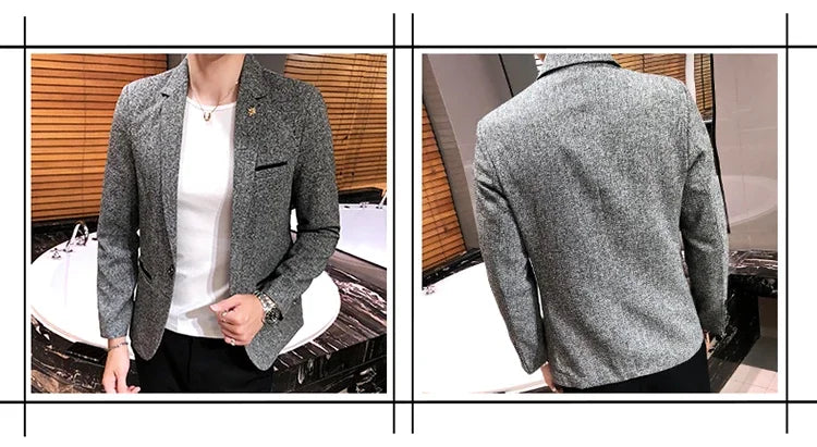 Blazer Boutique Men's Solid Color British Style Fashion Casual Business Job Interview Gentleman Party Best Man Dress Suit Blazer