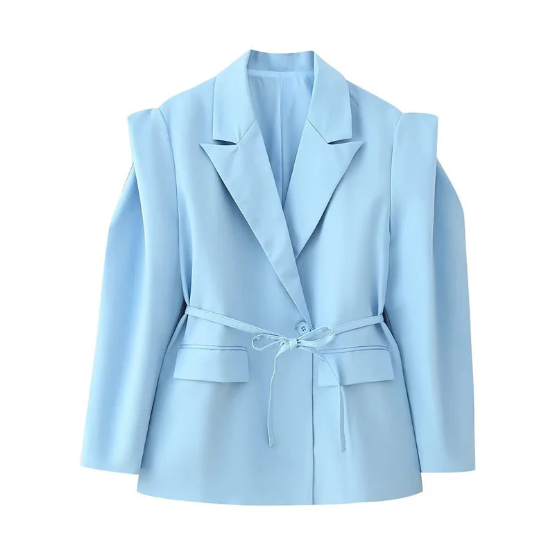 Multicolor Waist Loose Wide-shoulder Jacket Suit girls