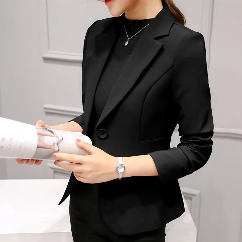 Women's Blazer 2026 Blue Long Sleeve Blazers Pockets Jackets Coat Slim Office Lady Jacket Female Tops Suit Blazer Femme Jackets