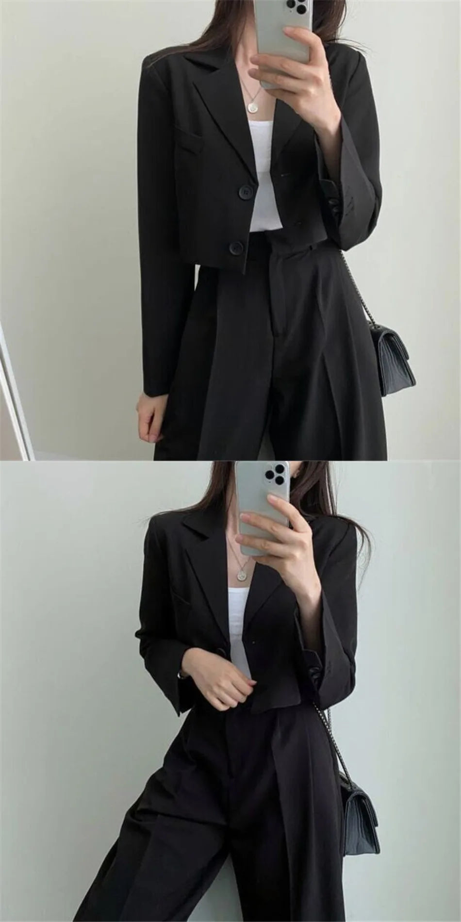 Suit Coat 2 Piece Set Women Blazer Jacket Straight Pants.