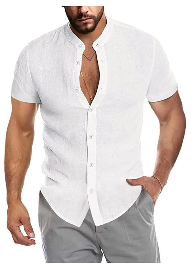 Linen Shirt Men Brief Breathable Comfy Solid Color Long Sleeve Loose Harajuku Casual Blouse Hawaiian Shirt Camisa Masculina 2022