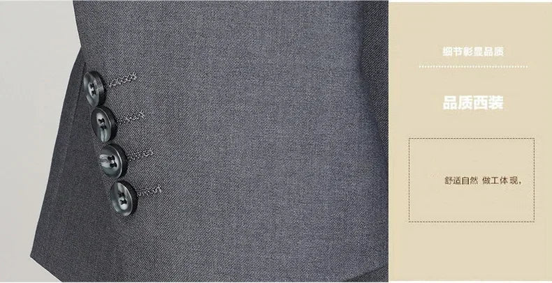 Suit (Blazer+Pants) Men's Fashion Business Outdoor Gentleman Trend Solid Color Casual Slim-fit Wedding Host Gentleman Suit S-6XL