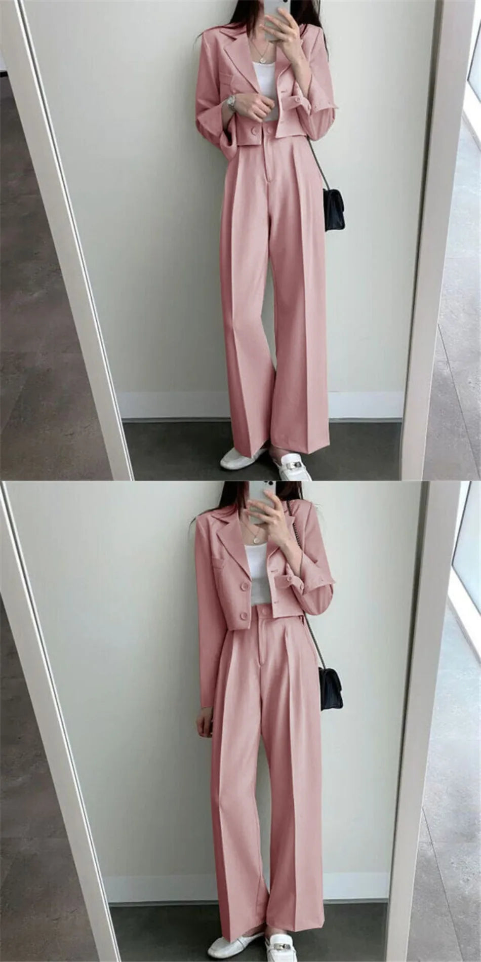 Suit Coat 2 Piece Set Women Blazer Jacket Straight Pants.