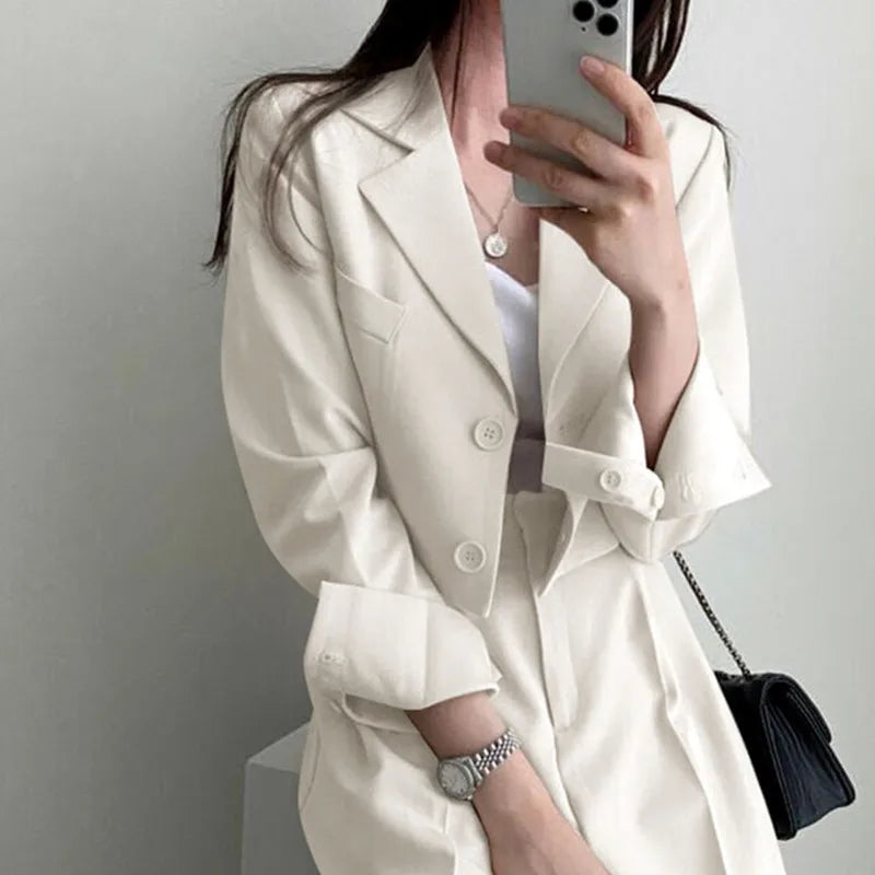 Suit Coat 2 Piece Set Women Blazer Jacket Straight Pants.