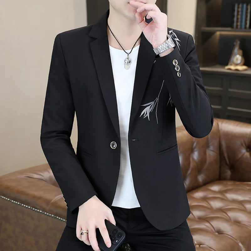 Blazer Men's Fashion Business Gentleman Groom Professional Gentleman Form-fitting Versatile Casual Formal Wear High-end Blazer