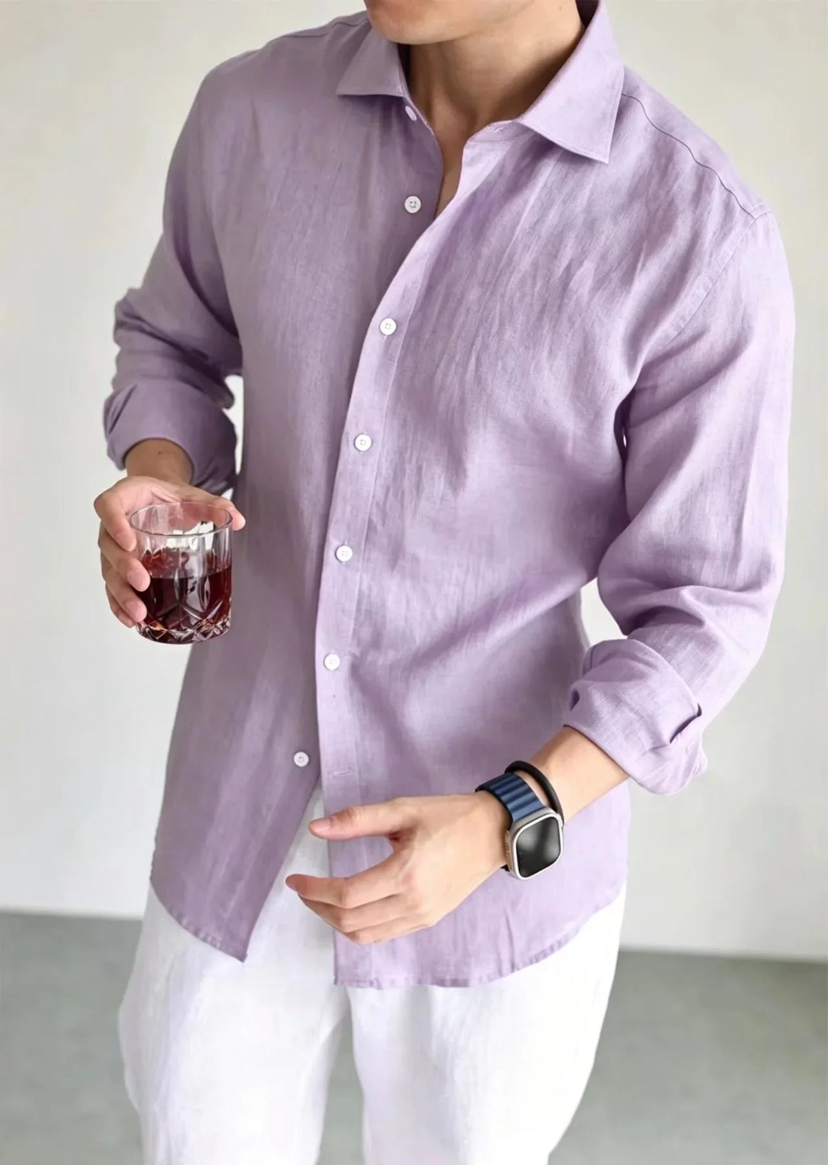 Men's Linen Shirt Cotton Blend Long Sleeve Button Down Casual Loose Fit Summer Breathable Tops Old Money Aesthetic Solid Color