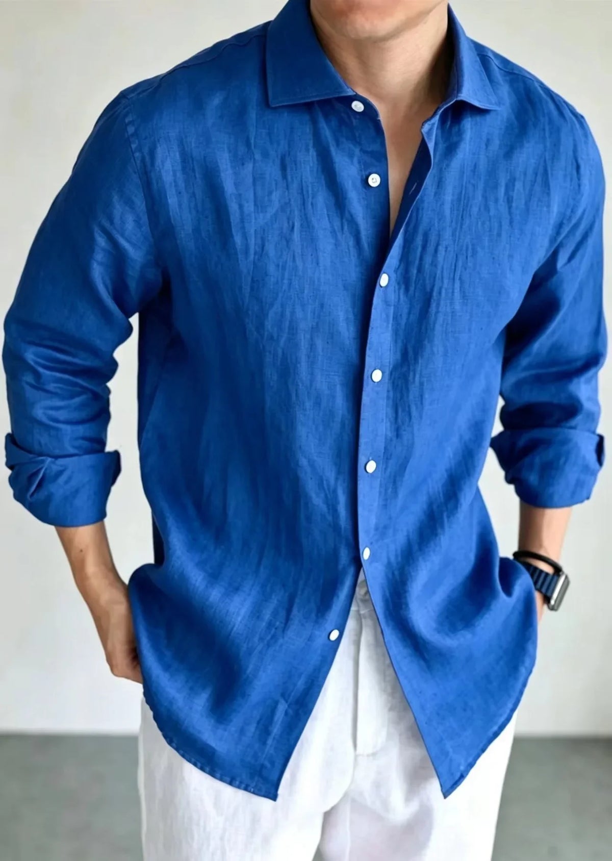 Men's Linen Shirt Cotton Blend Long Sleeve Button Down Casual Loose Fit Summer Breathable Tops Old Money Aesthetic Solid Color