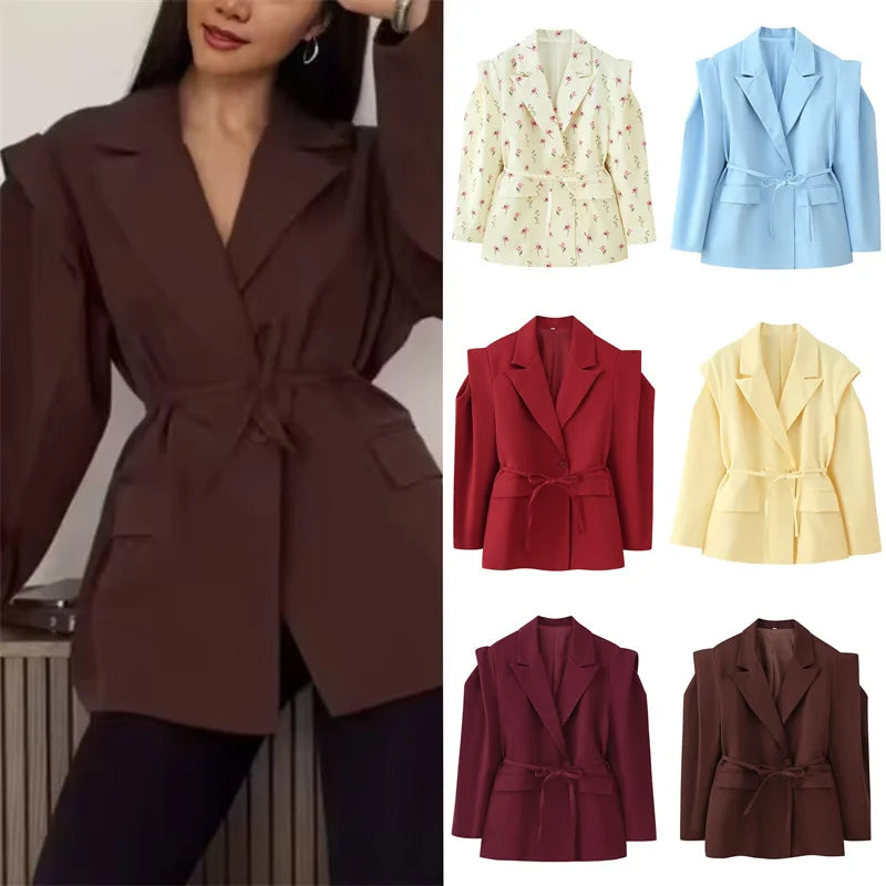 Women's Suits 2025 New Multicolor Waist Loose Wide-shoulder Jacket Stylish Design Women's Casual Suit