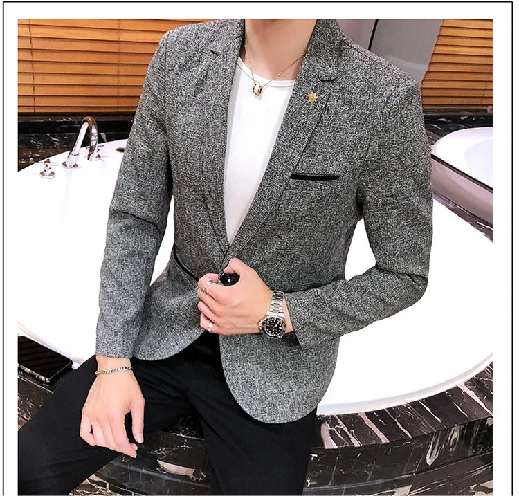 Blazer Boutique Men's Solid Color British Style Fashion Casual Business Job Interview Gentleman Party Best Man Dress Suit Blazer