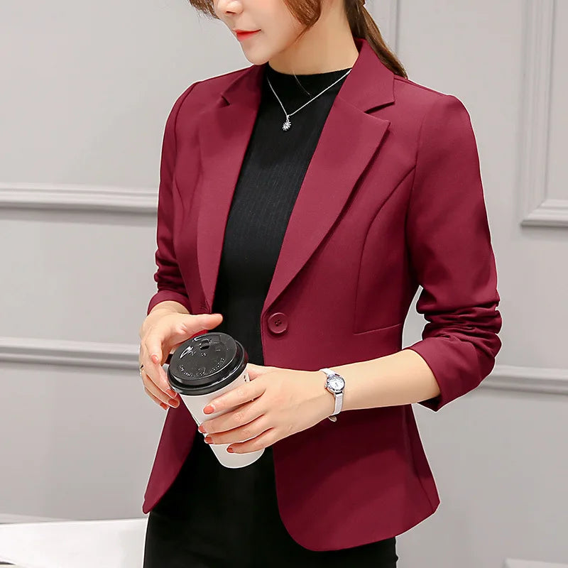 Women's Blazer 2026 Blue Long Sleeve Blazers Pockets Jackets Coat Slim Office Lady Jacket Female Tops Suit Blazer Femme Jackets