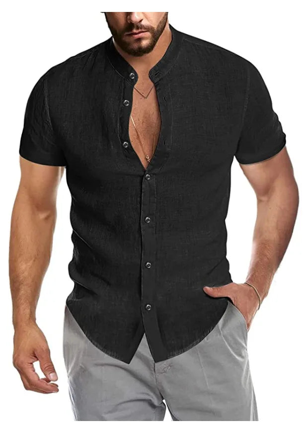 Linen Shirt Men Brief Breathable Comfy Solid Color Long Sleeve Loose Harajuku Casual Blouse Hawaiian Shirt Camisa Masculina 2022