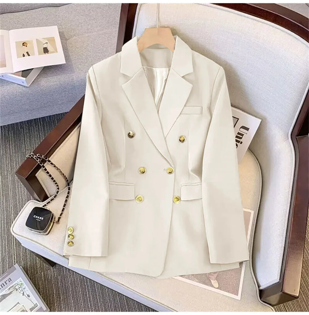Fashion Blazer Women 2024 Spring Casual Long Sleeve New In Outerwears Slim Black Double Blazers Feminino Jackets Streewear