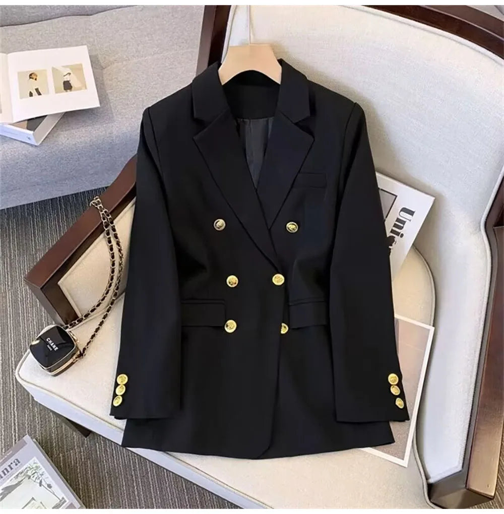 Fashion Blazer Women 2024 Spring Casual Long Sleeve New In Outerwears Slim Black Double Blazers Feminino Jackets Streewear