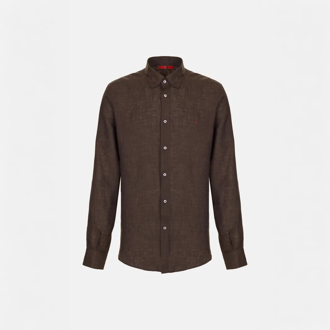 Linen camp collar shirt