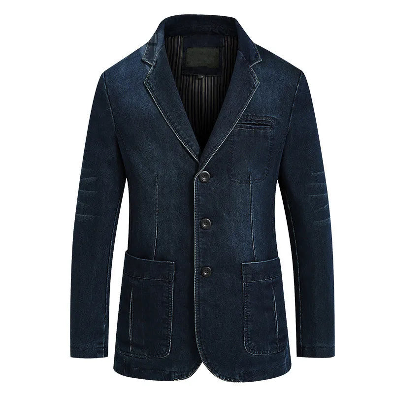 Denim Blazer Men Fashion Cotton Vintage Outerwear