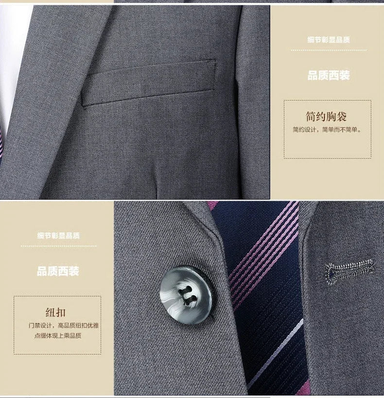 Suit (Blazer+Pants) Men's Fashion Business Outdoor Gentleman Trend Solid Color Casual Slim-fit Wedding Host Gentleman Suit S-6XL