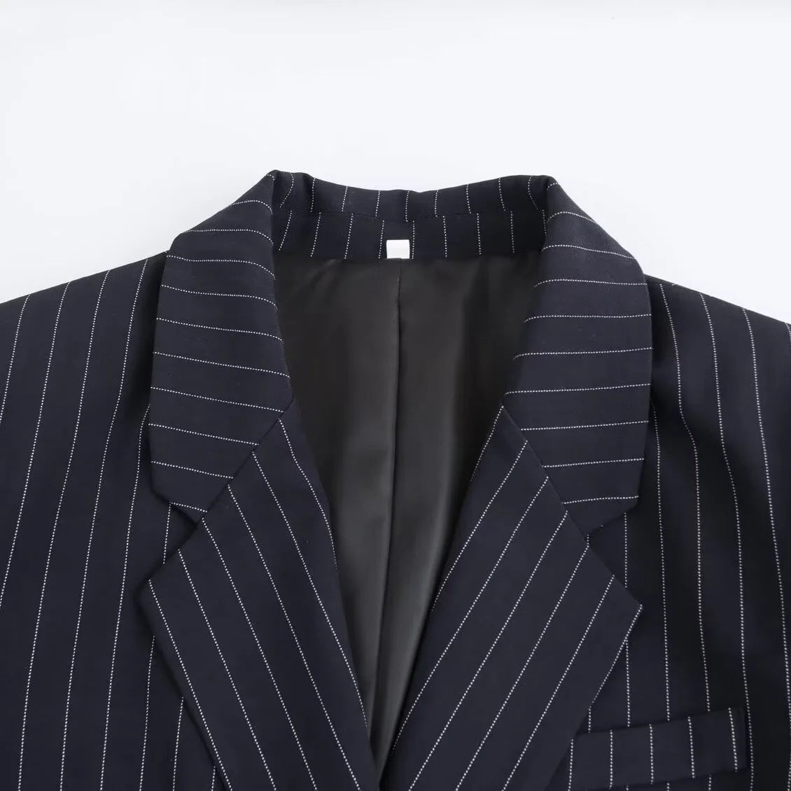 BSAY Blazers for Women Fashion Autumn Winter Loose Fine Stripes Long Sleeve Double-breasted Suits Jacket Chic Female Suit Coat