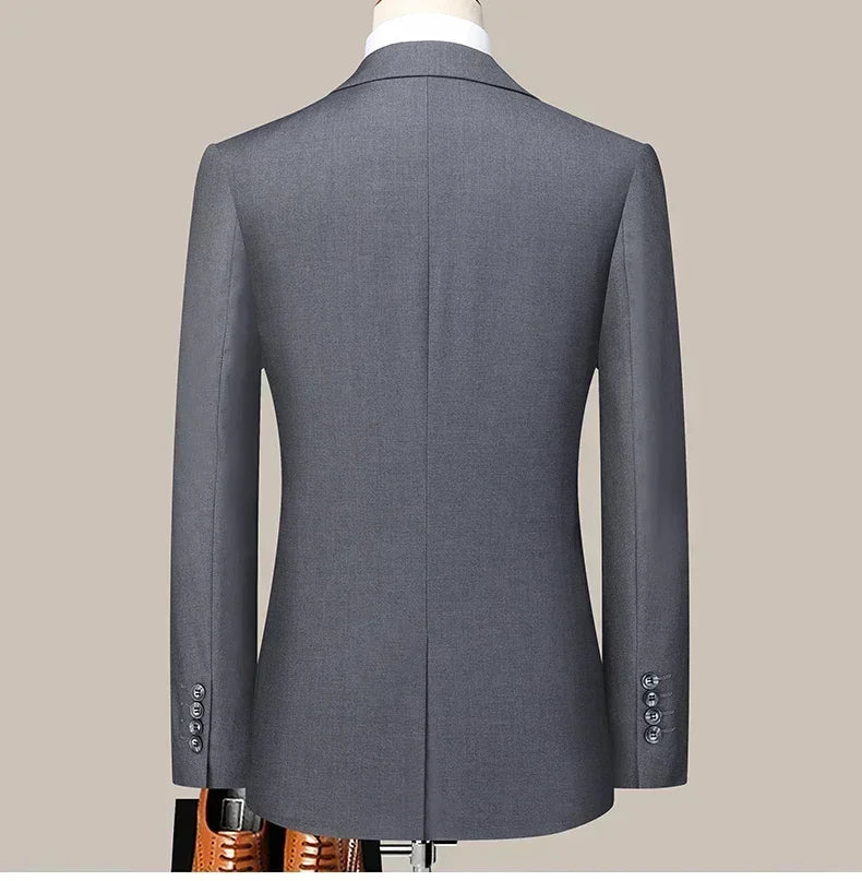 Suit (Blazer+Pants) Men's Fashion Business Outdoor Gentleman Trend Solid Color Casual Slim-fit Wedding Host Gentleman Suit S-6XL