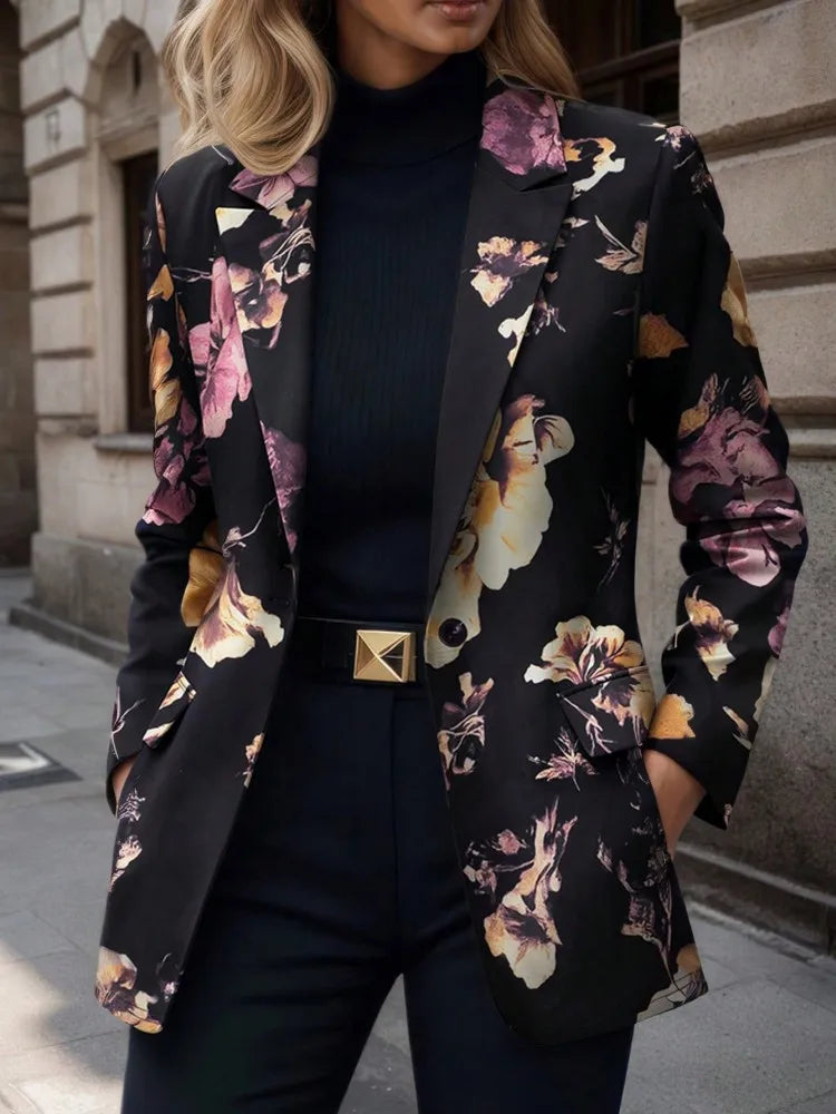 Elegant Blazer Coat For Women Fashion Lapel Oversized Suit Jackets 2026 New Spring Autumn Office Lady Casual Loose Outerwear