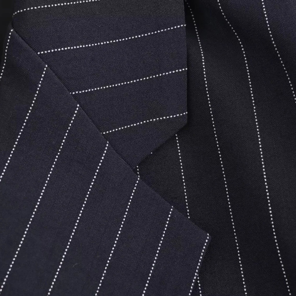 BSAY Blazers for Women Fashion Autumn Winter Loose Fine Stripes Long Sleeve Double-breasted Suits Jacket Chic Female Suit Coat