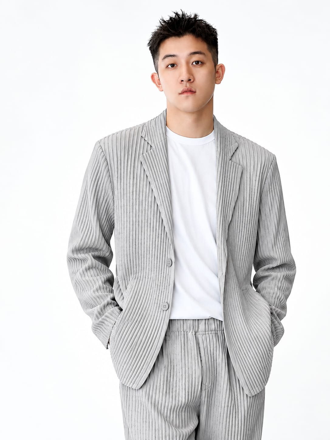 Miyake men long blazer