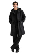 Black hooded longline coat