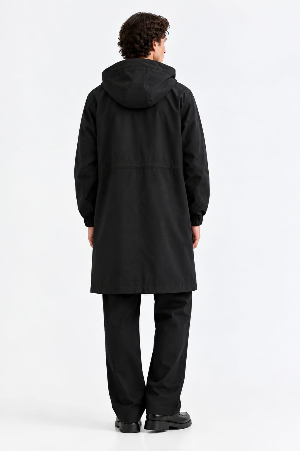 Black hooded longline coat