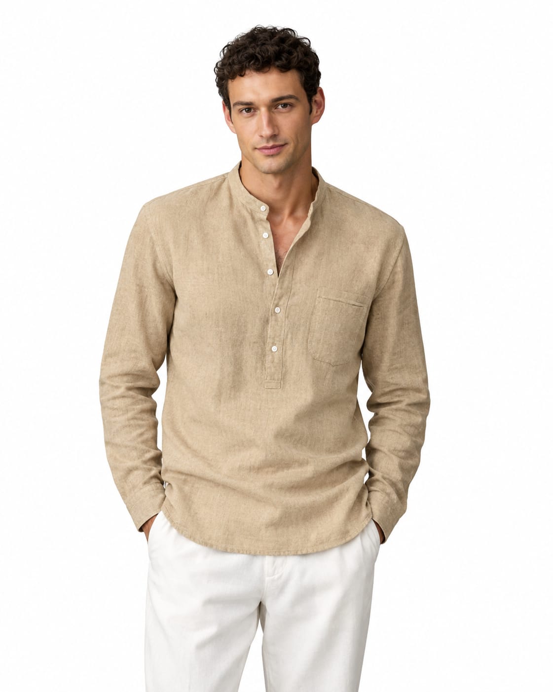 Cotton henley linen shirt