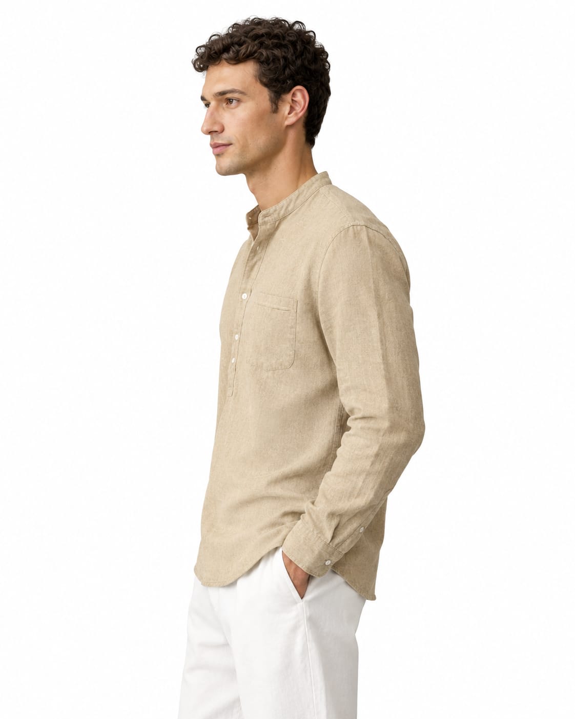 Cotton henley linen shirt