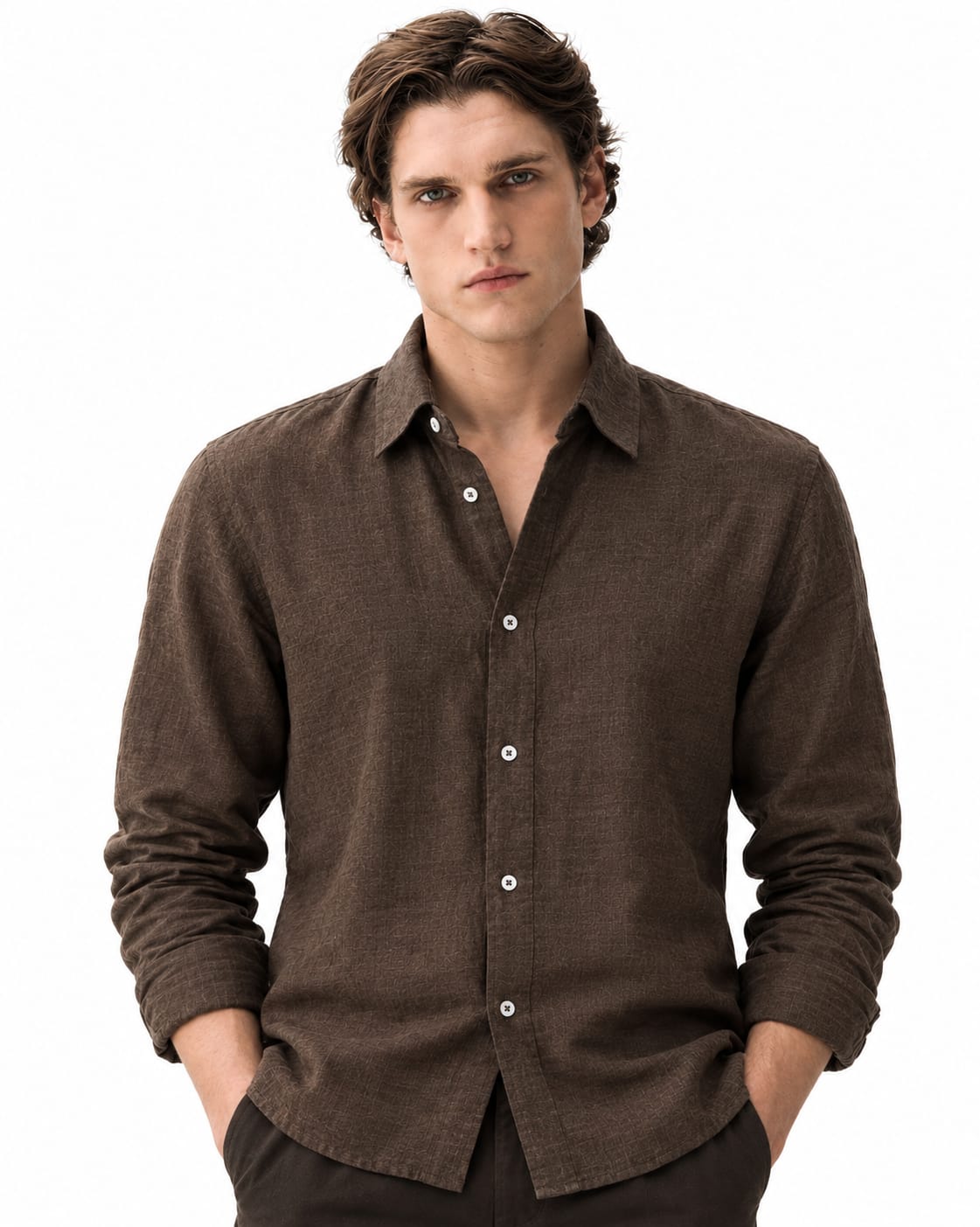 Linen camp collar shirt