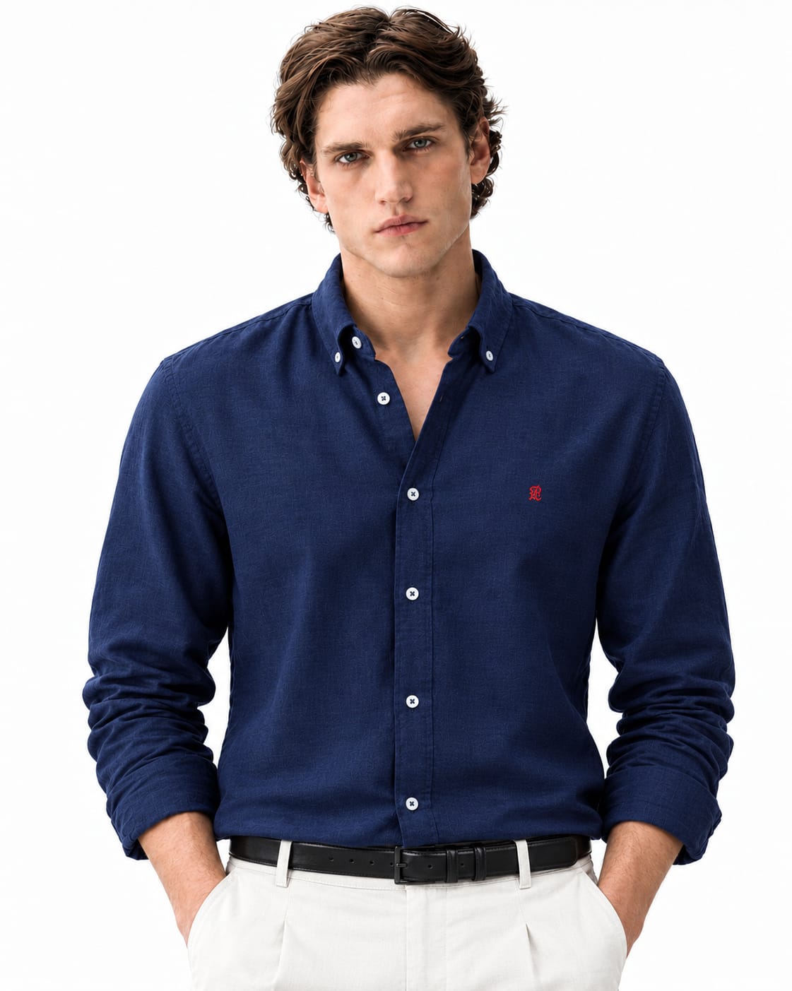 Linen camp collar shirt